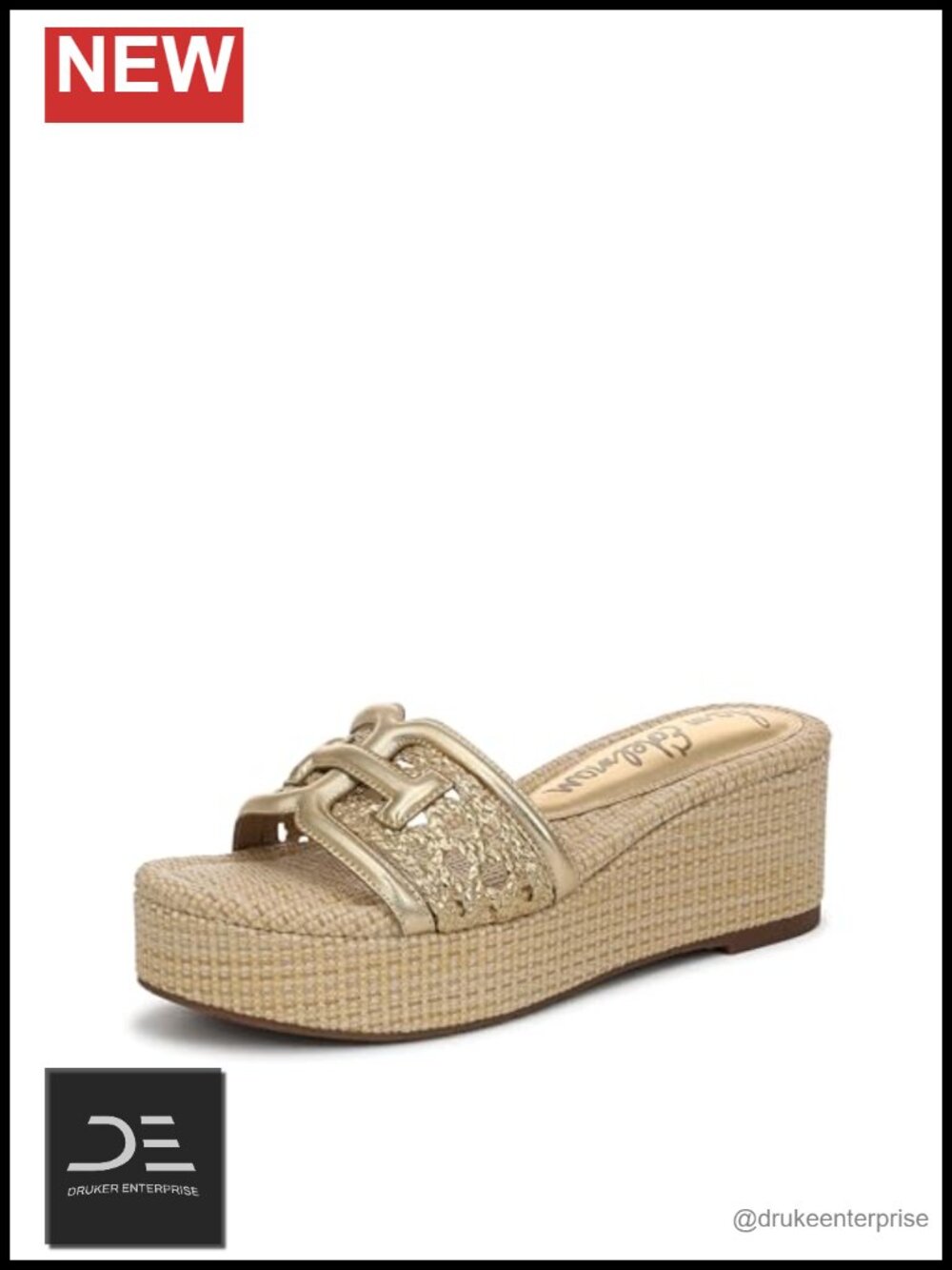 Sam Edelman Pauleena Weave Espadrille Platform Sandal Square Toe Slip-On Heel